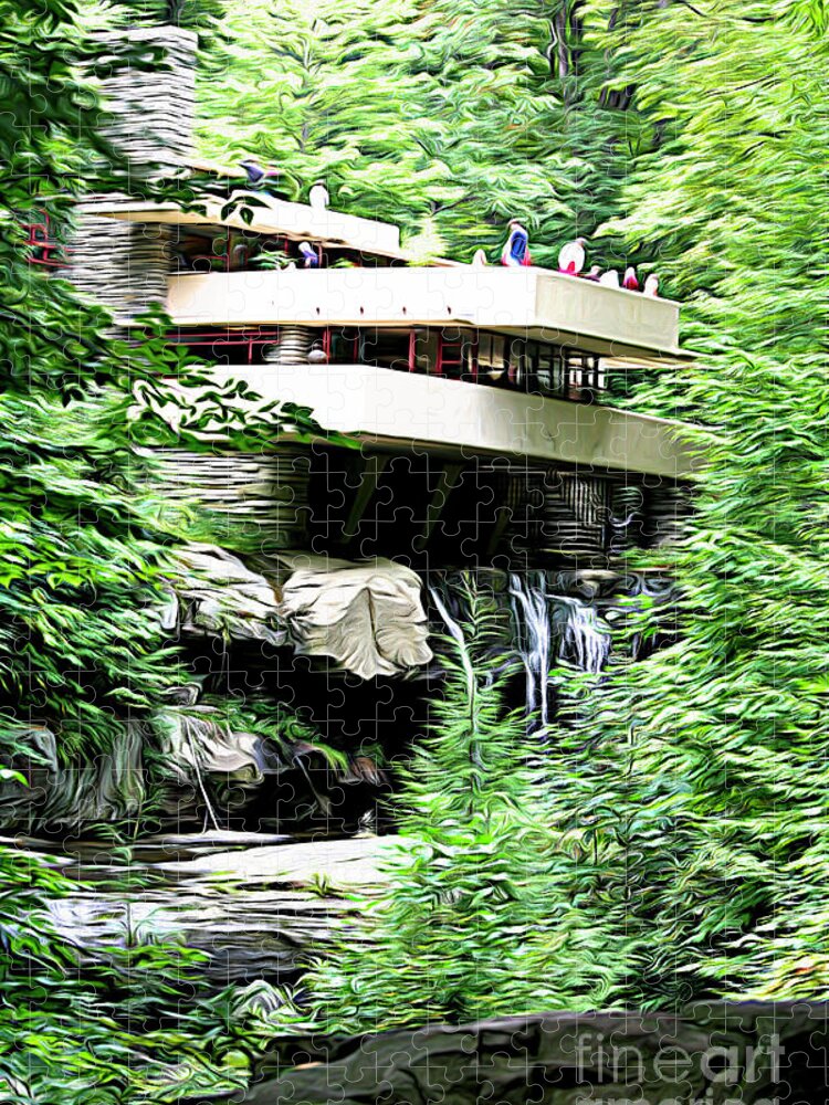 Frank Lloyd Wright Jigsaw Puzzle featuring the photograph Fallingwater Frank Lloyd Wright Historical by Chuck Kuhn