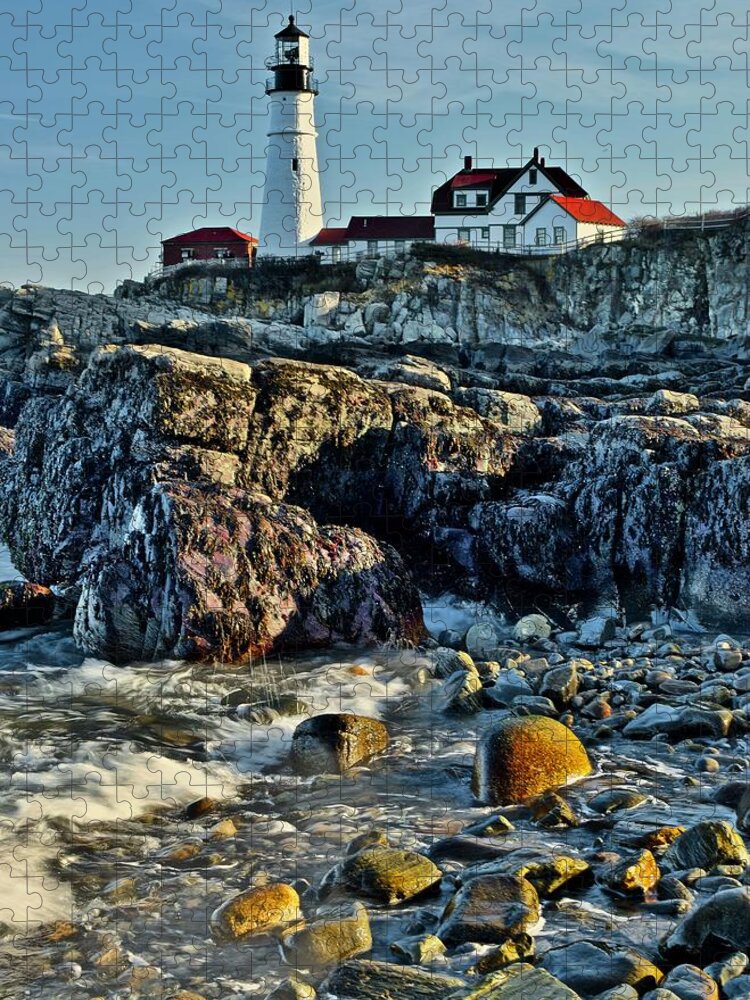 Portland Jigsaw Puzzle featuring the photograph Famous Lighthouse by Frozen in Time Fine Art Photography