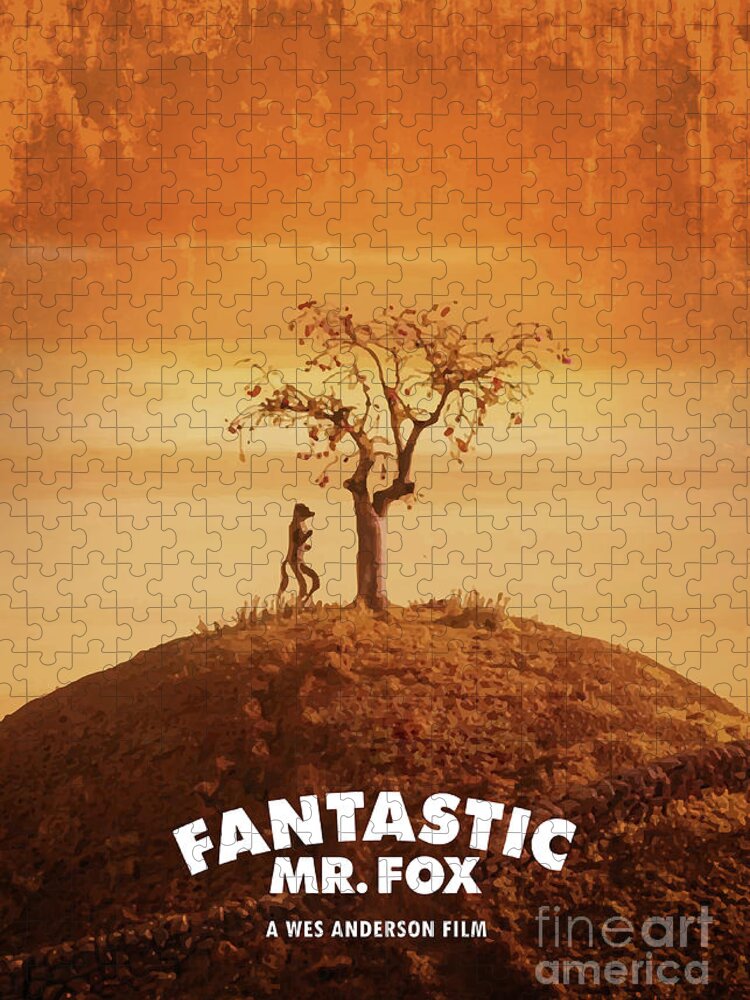 Movie Poster Jigsaw Puzzle featuring the digital art Fantastic Mr. Fox by Bo Kev