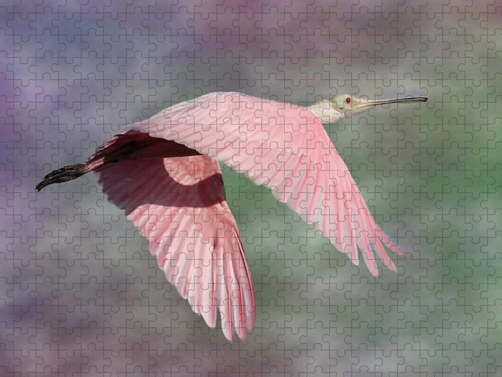 Roseate Spoonbill Jigsaw Puzzle featuring the photograph Fantasy World by Mingming Jiang