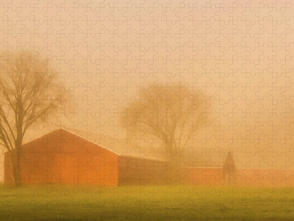 Landscape Jigsaw Puzzle featuring the photograph Farm Fog by Jim Carlen