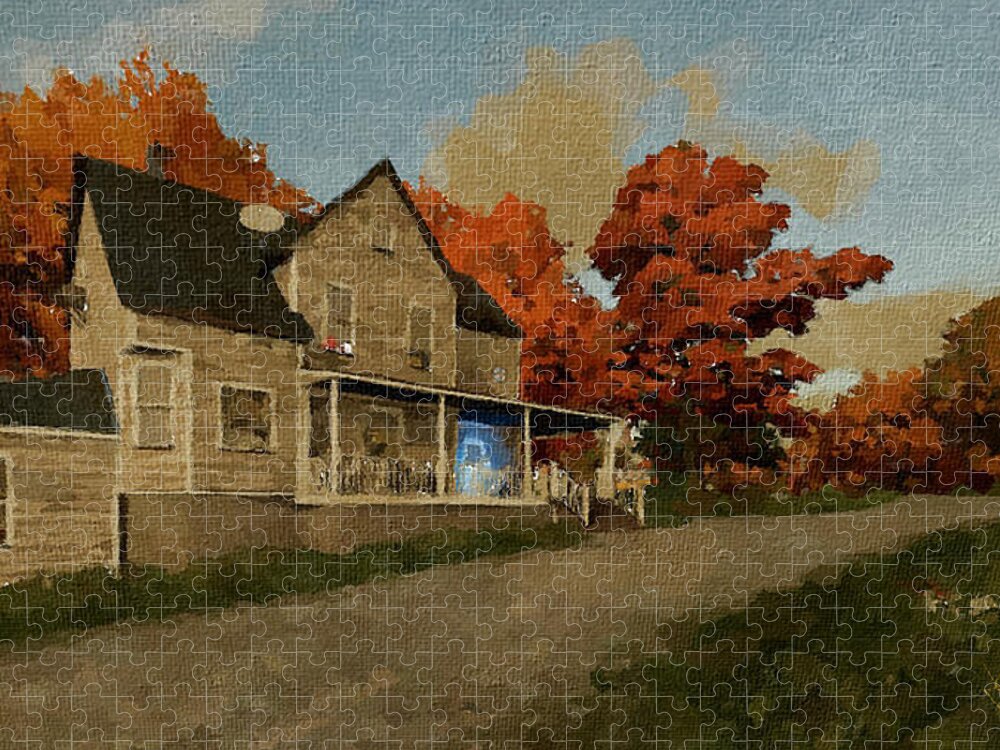 Farm Jigsaw Puzzle featuring the painting Farm House by Charlie Roman