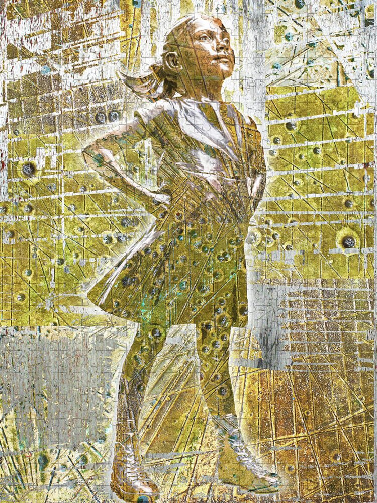 Fearless Jigsaw Puzzle featuring the painting Fearless Girl Future Is Female 2 by Tony Rubino