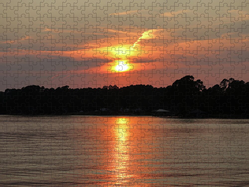 Lake Jigsaw Puzzle featuring the photograph Feather Quill Sunset by Ed Williams