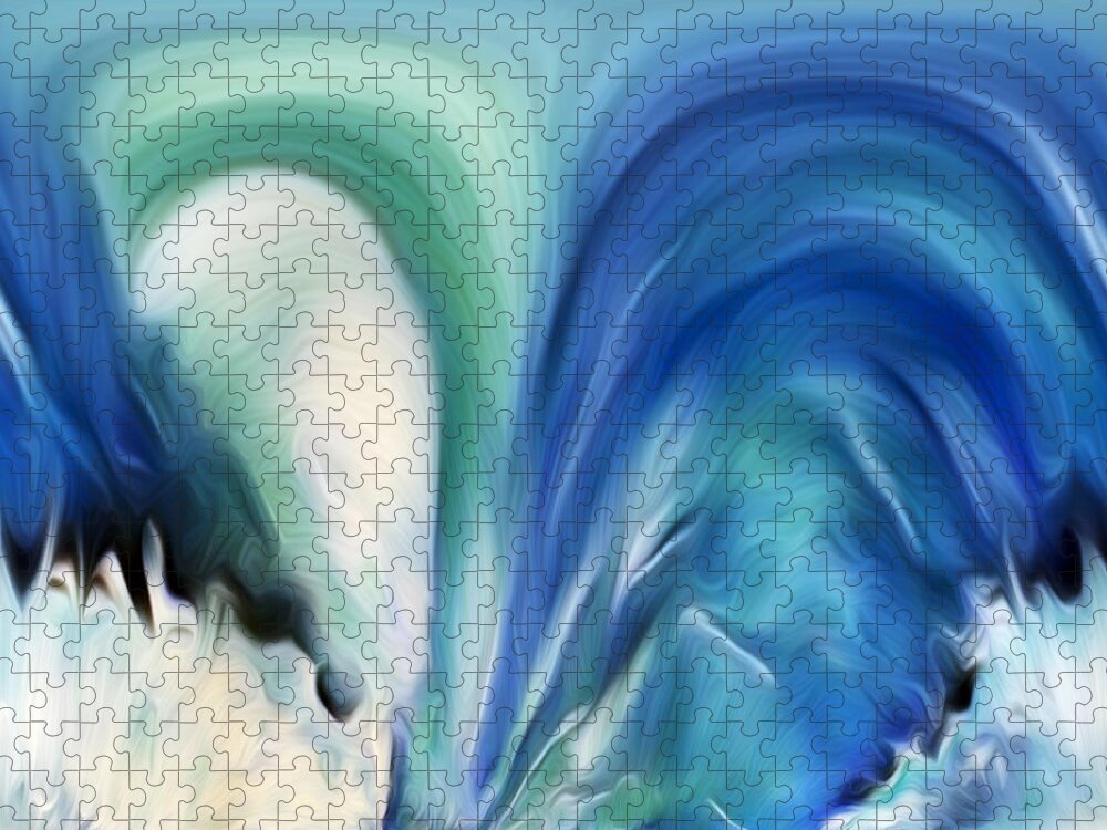 Abstract Art Jigsaw Puzzle featuring the digital art Feathered Waterfall by Ronald Mills