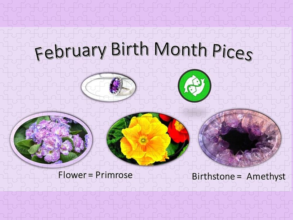 February Jigsaw Puzzle featuring the mixed media February Birth Month Pices by Nancy Ayanna Wyatt
