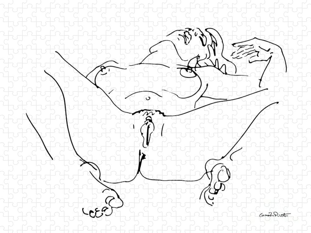 Female Erotic Drawings Jigsaw Puzzle featuring the drawing Female Erotic Drawings 3 by Gordon Punt