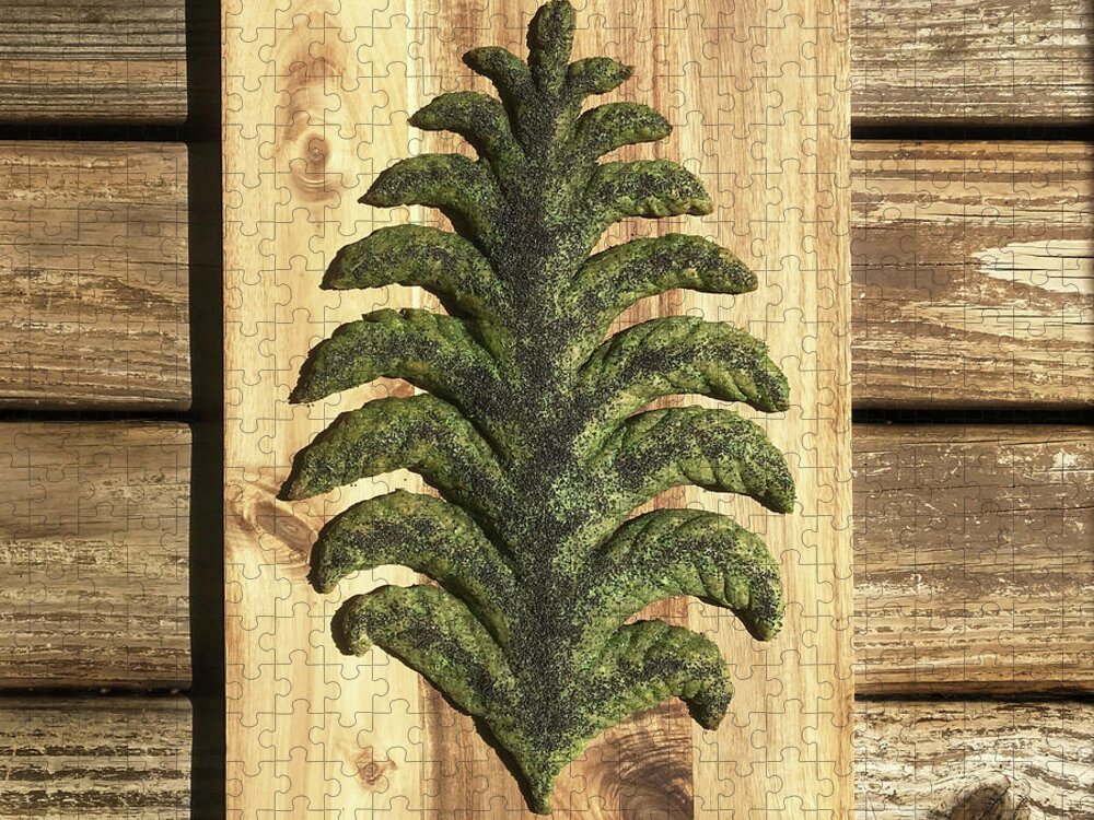 Bread Jigsaw Puzzle featuring the photograph Fern and Fiddlehead Fougasse 3 by Amy E Fraser