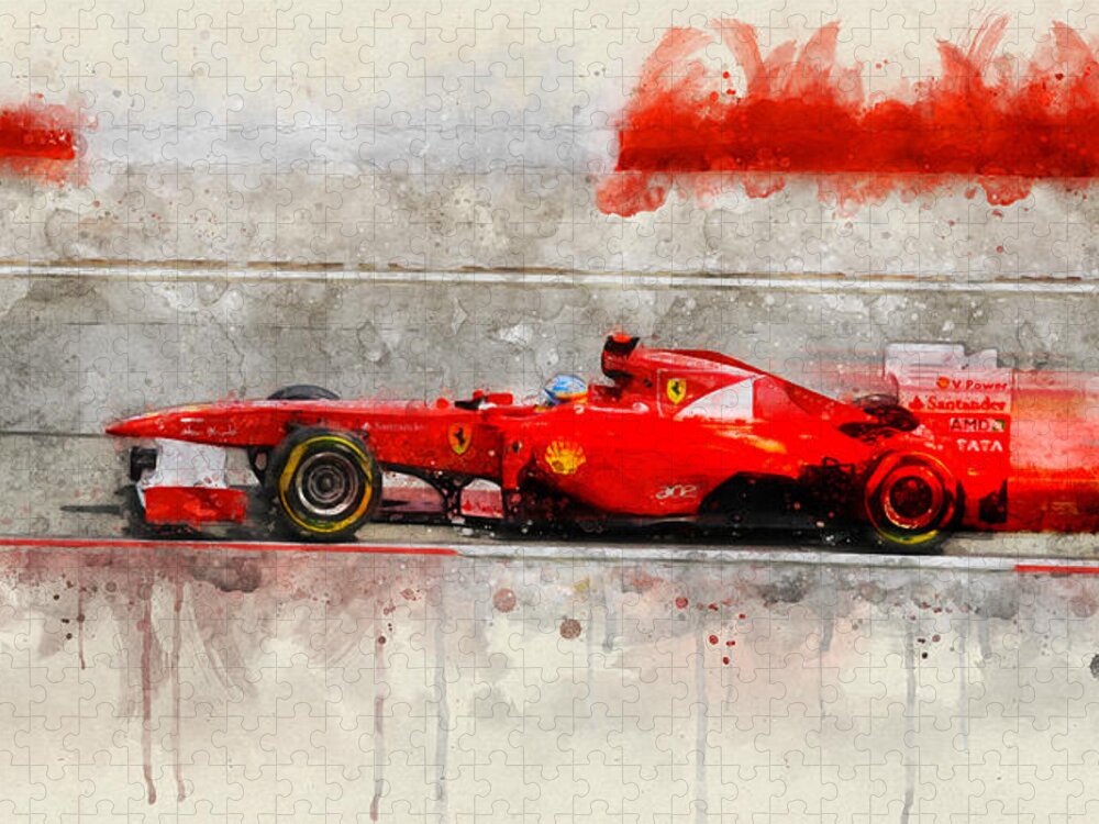 Formula 1 Jigsaw Puzzle featuring the digital art Ferrari F1 2011 by Geir Rosset