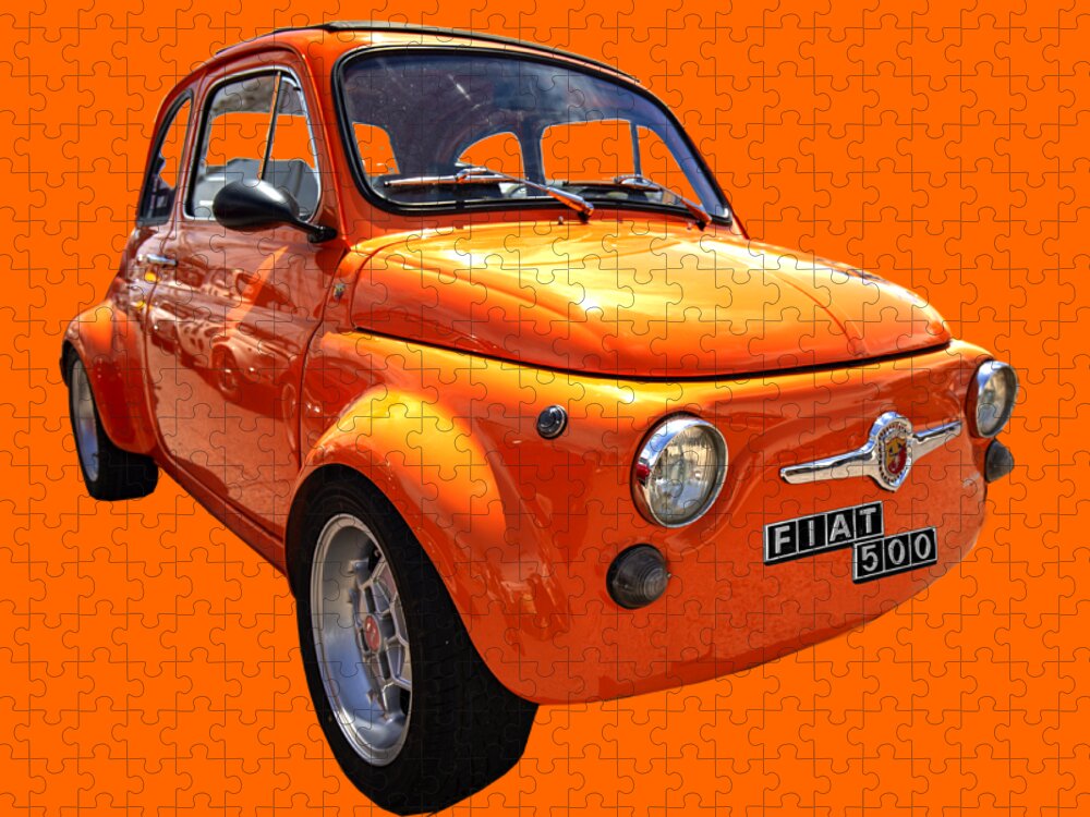 Fiat 500 Jigsaw Puzzle featuring the photograph Fiat 500 Orange by Worldwide Photography