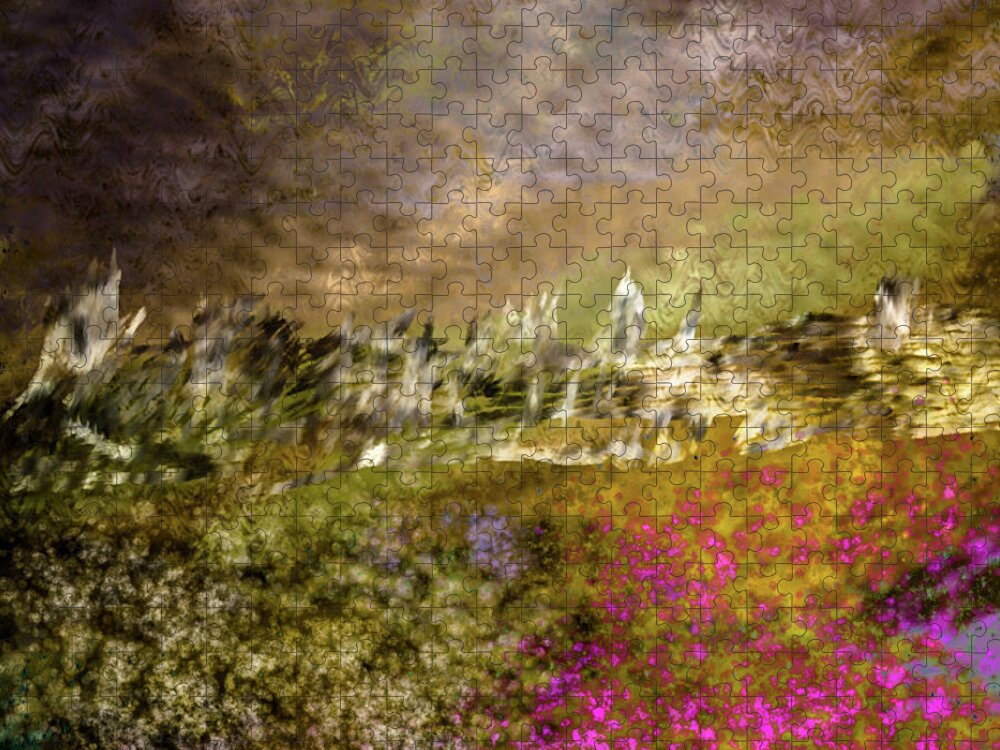 Fields Of Flowers.field Jigsaw Puzzle featuring the digital art Fields of flowers #j3 by Leif Sohlman