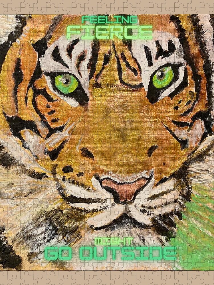 Tiger Jigsaw Puzzle featuring the painting Fierce by Melody Fowler