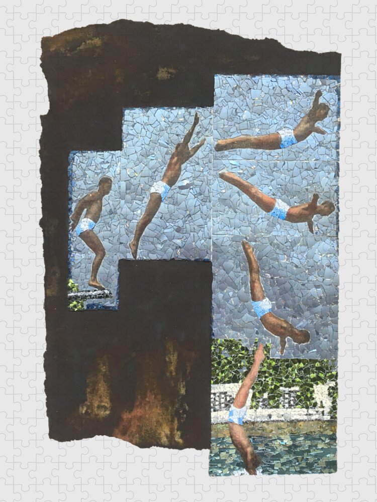 Mosaic Jigsaw Puzzle featuring the mixed media Fig. 60. The swan dive. by Matthew Lazure