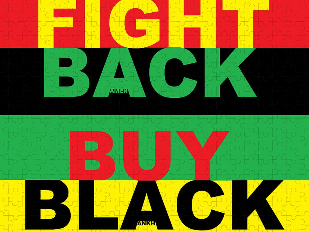 Fight Back-buy Black Jigsaw Puzzle featuring the digital art Fight Back Buy Black by Adenike AmenRa
