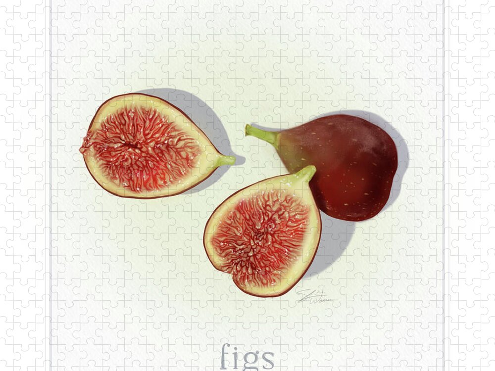Fruit Jigsaw Puzzle featuring the mixed media Figs Fresh Fruits by Shari Warren