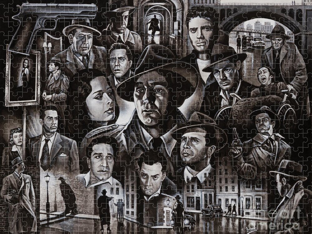 Robert Mitchem Jigsaw Puzzle featuring the painting Film Noir 1950's by Michael Frank