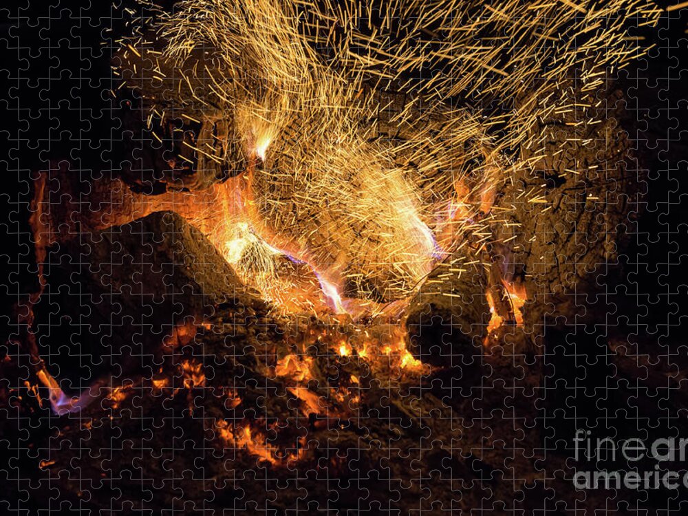 Fire Jigsaw Puzzle featuring the photograph Fire and flames 2 by Adriana Mueller