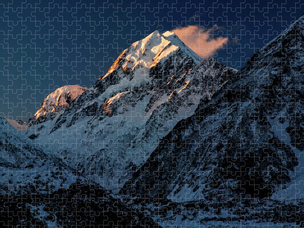Mt Cook Jigsaw Puzzle featuring the photograph Fire and Ice - Mount Cook National Park, South Island, New Zealand by Earth And Spirit