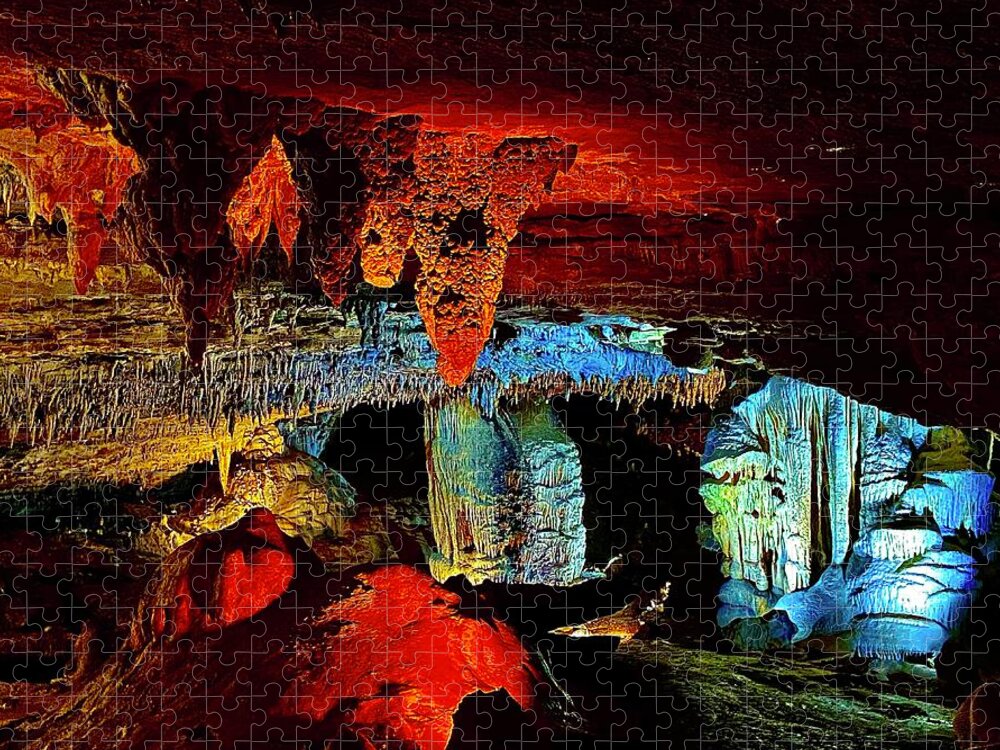 Fire Jigsaw Puzzle featuring the photograph Fire and Ice in the Cave by Michael Oceanofwisdom Bidwell