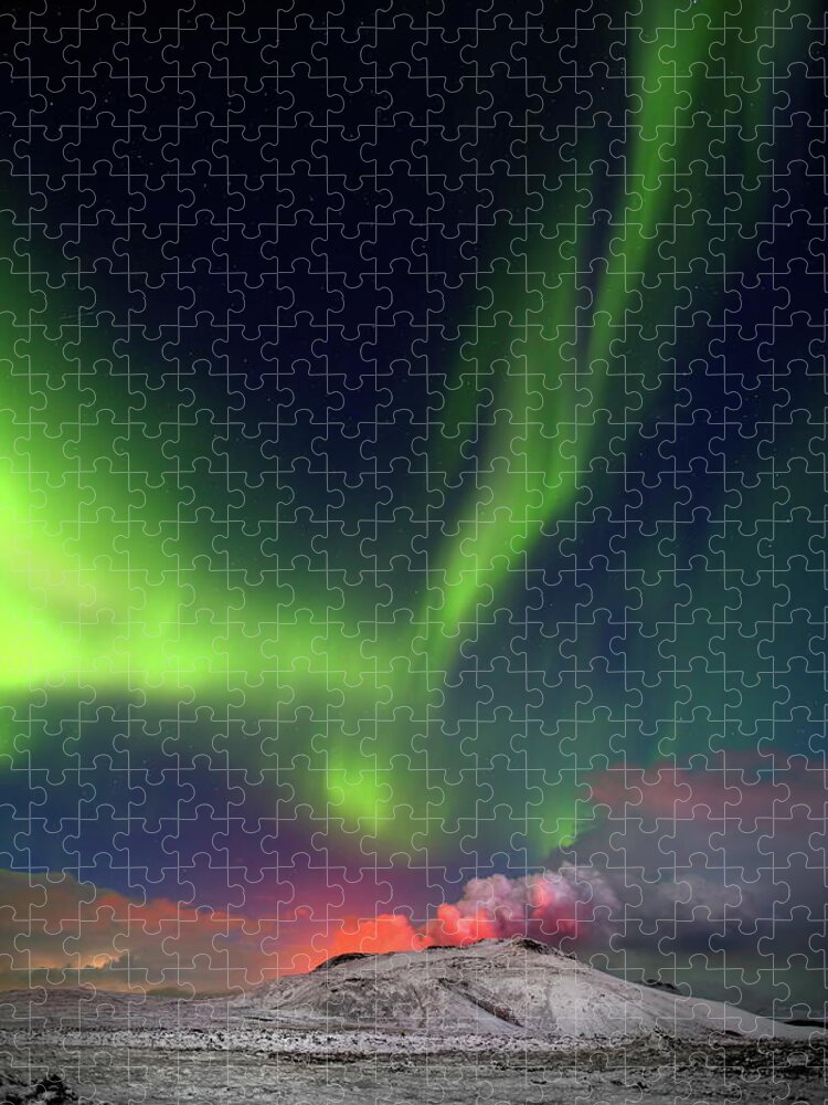 Iceland Jigsaw Puzzle featuring the photograph Fire and light #1 by Christopher Mathews