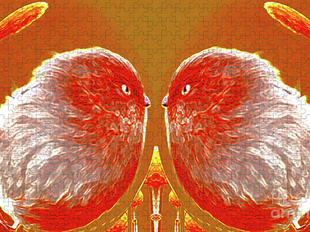 Bird Jigsaw Puzzle featuring the digital art Fire Bird by Alexandra Vusir