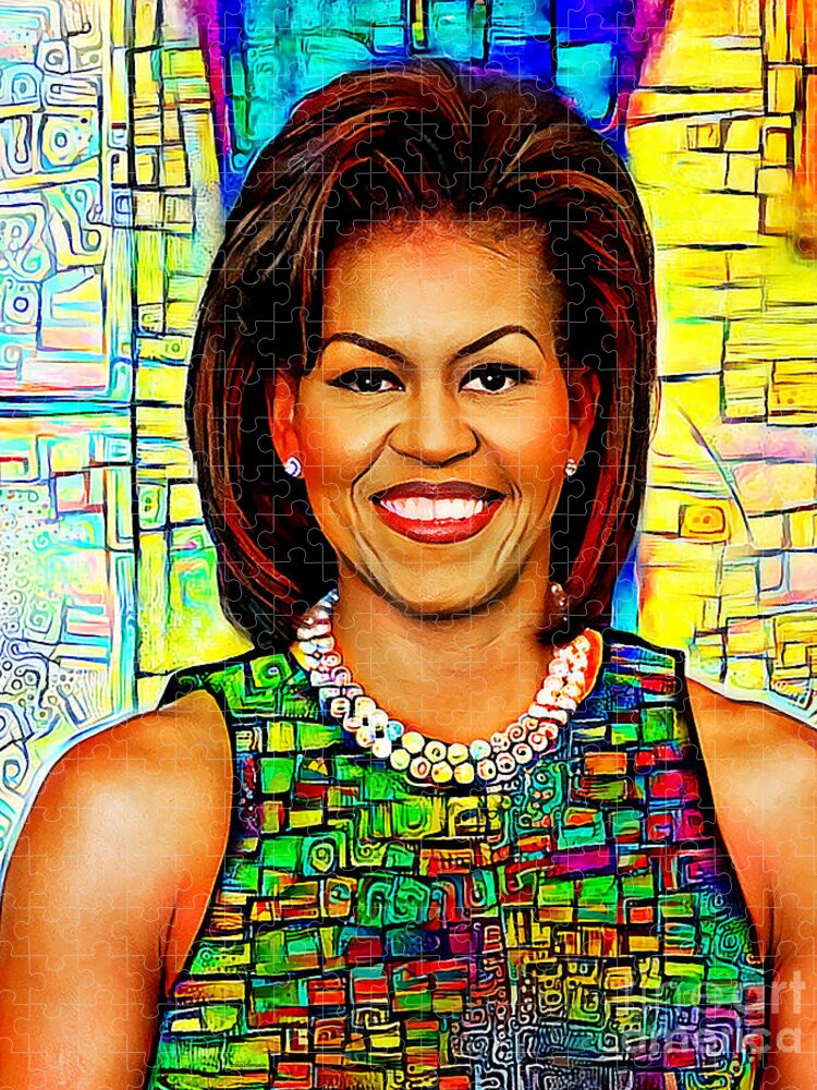 Wingsdomain Jigsaw Puzzle featuring the photograph First Lady Michelle Obama 20201018 by Wingsdomain Art and Photography