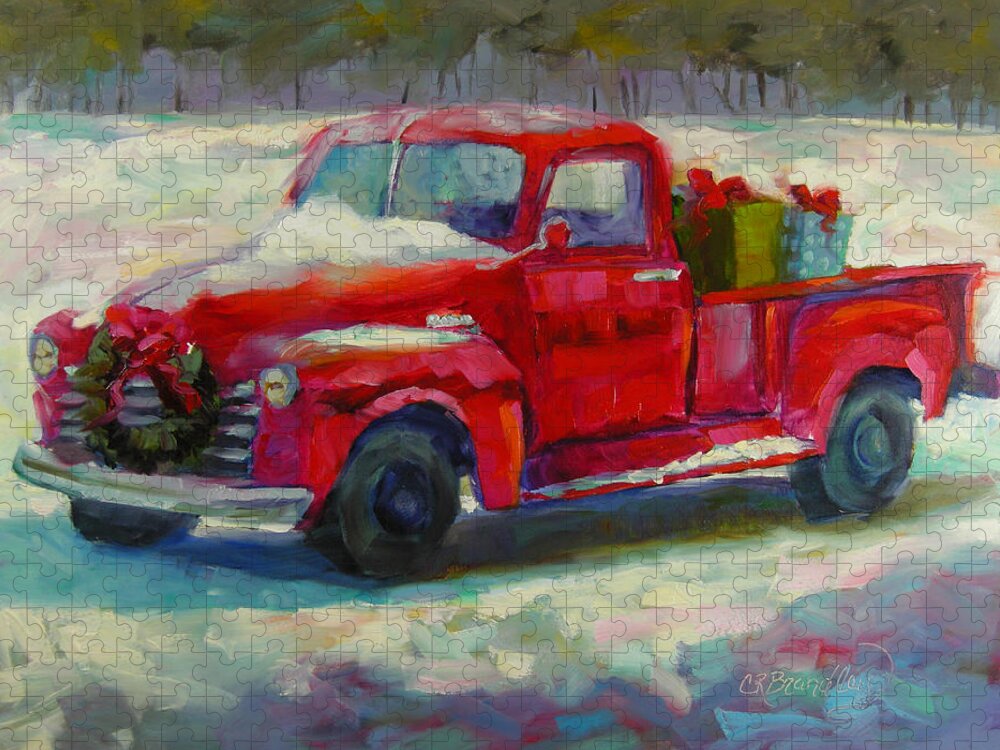 1950 Chevy Jigsaw Puzzle featuring the painting First Snow by Chris Brandley