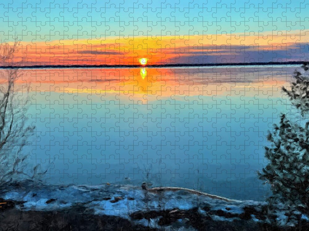 Paintcan Jigsaw Puzzle featuring the digital art First Sunrise of Spring by Rick Stringer