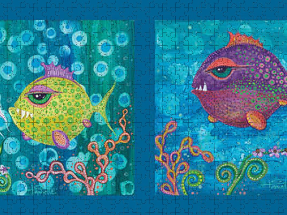 Fish School Jigsaw Puzzle featuring the digital art Fish School by Tanielle Childers