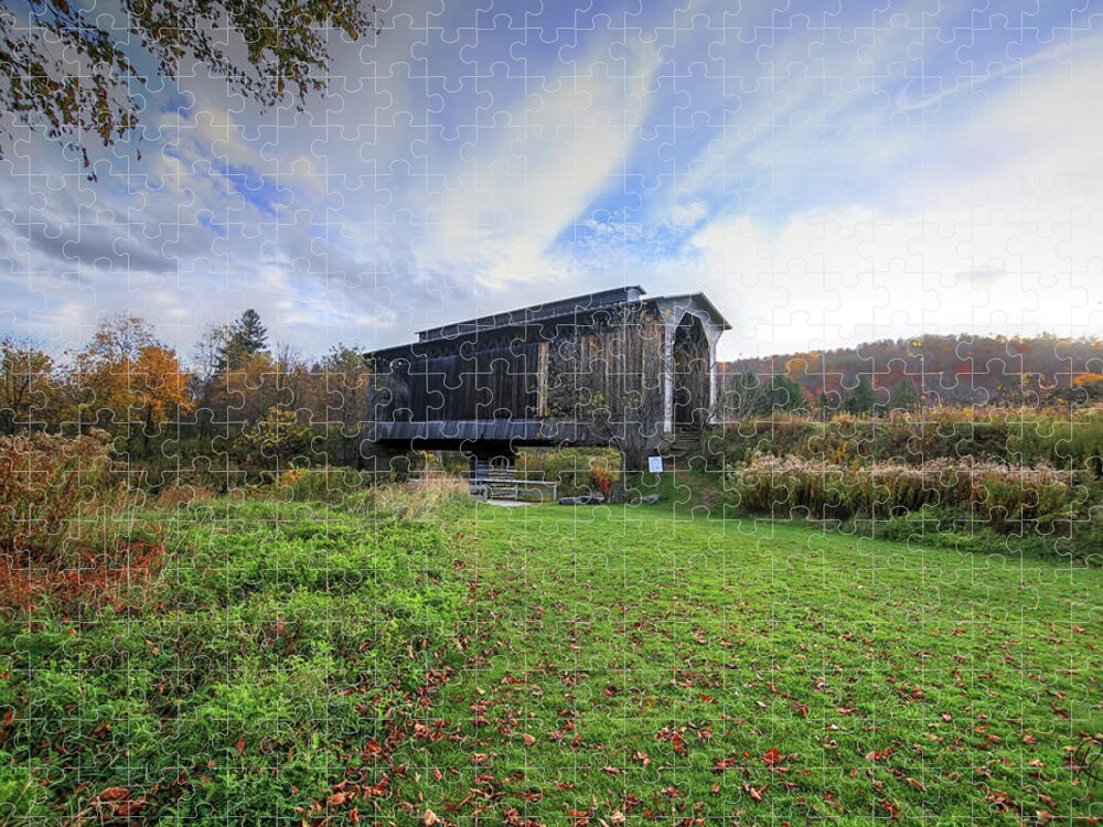 Fine Art Jigsaw Puzzle featuring the photograph Fisher Covered Railroad Bridge by Robert Harris