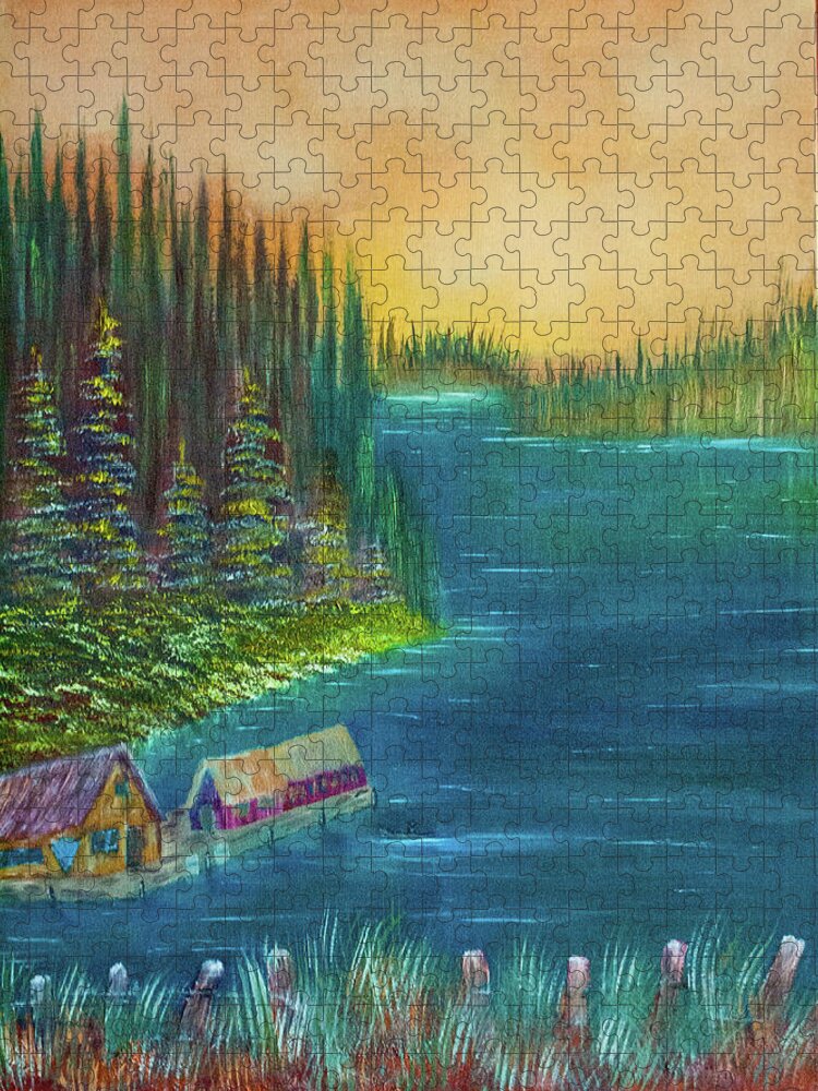 Fishing Jigsaw Puzzle featuring the painting Fishermans Paradise by Randy Sylvia