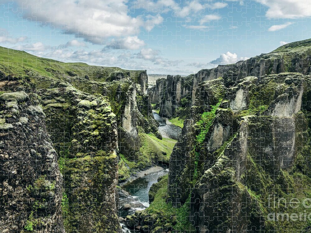 Iceland Jigsaw Puzzle featuring the photograph Fjadrargljufur canyon, Iceland by Delphimages Photo Creations