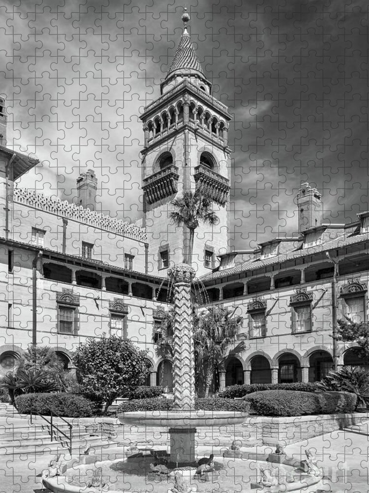 Flagler College Jigsaw Puzzle featuring the photograph Flagler College Courtyard Fountain by University Icons