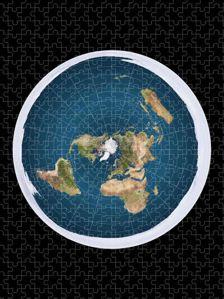 Funny Jigsaw Puzzle featuring the digital art Flat Earth by Flippin Sweet Gear