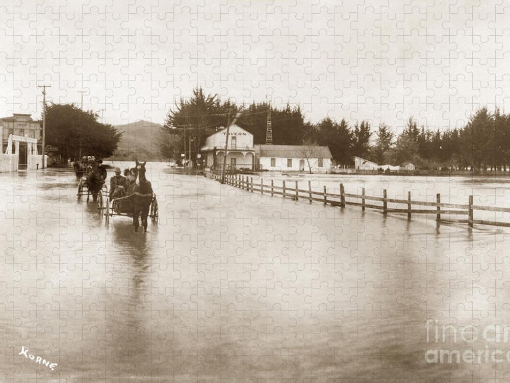 Hilltown Jigsaw Puzzle featuring the photograph Flooding at Hilltown near Salinas, California, March 11, 1911 by Monterey County Historical Society