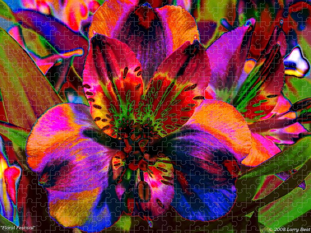 Flower Jigsaw Puzzle featuring the digital art Floral Festival by Larry Beat