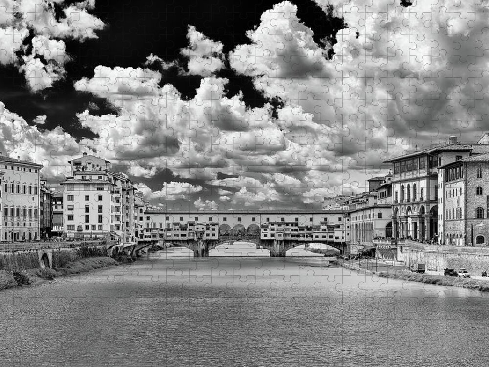 Black And White Jigsaw Puzzle featuring the photograph Florence, Italy by Mirko Chessari