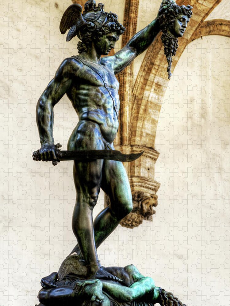 Perseus And Medusa Jigsaw Puzzle featuring the photograph Florence - Perseus and Medusa - vintage version by Weston Westmoreland