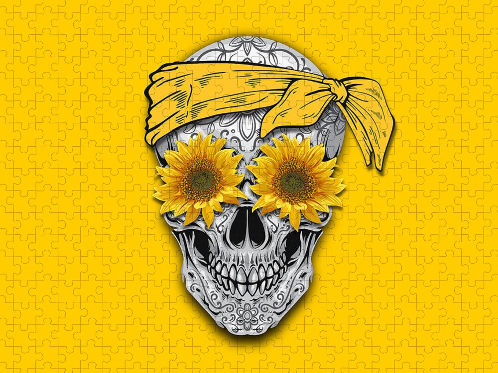 lamp Stun huren Flower Bandana Skull Logo Jigsaw Puzzle by Tony Rubino - Pixels
