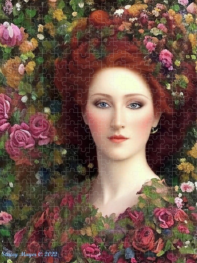 Fantasy Flowers Jigsaw Puzzle featuring the digital art Flower Fantasy Jennie by Stacey Mayer