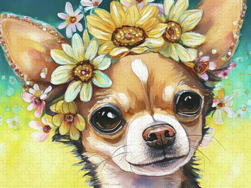 Flower Girl Chihuahua Jigsaw Puzzle