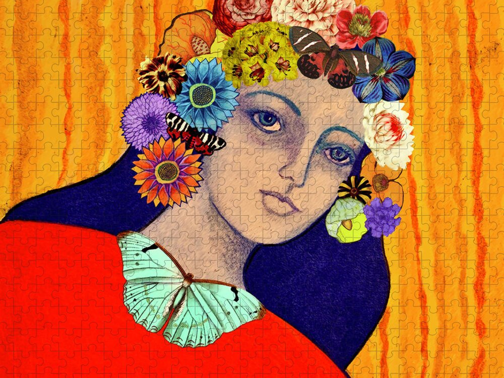 Flowers Jigsaw Puzzle featuring the digital art Flower Girl by Lorena Cassady