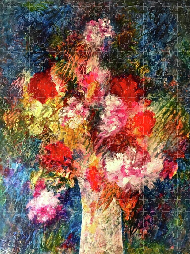 Vase Jigsaw Puzzle featuring the painting Flower Power by Janice Nabors Raiteri