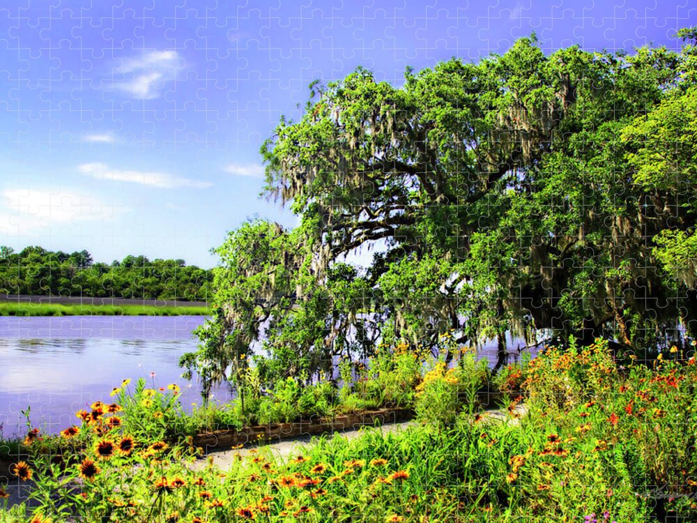 Color Jigsaw Puzzle featuring the photograph Flowers along the River by Alan Hausenflock