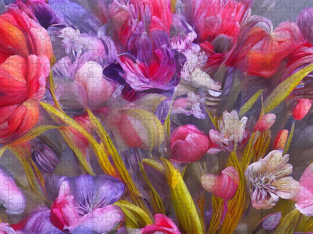 Digital Jigsaw Puzzle featuring the digital art Flowers by Beverly Read