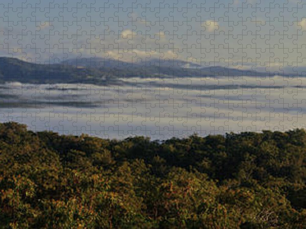 Panorama Jigsaw Puzzle featuring the photograph Foggy Morning by Nicolas Lombard