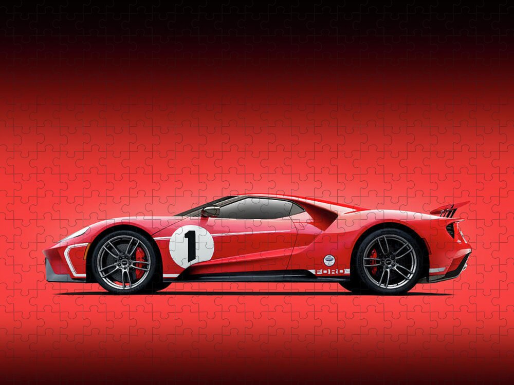 Ford Jigsaw Puzzle featuring the digital art Ford GT MkII by Douglas Pittman
