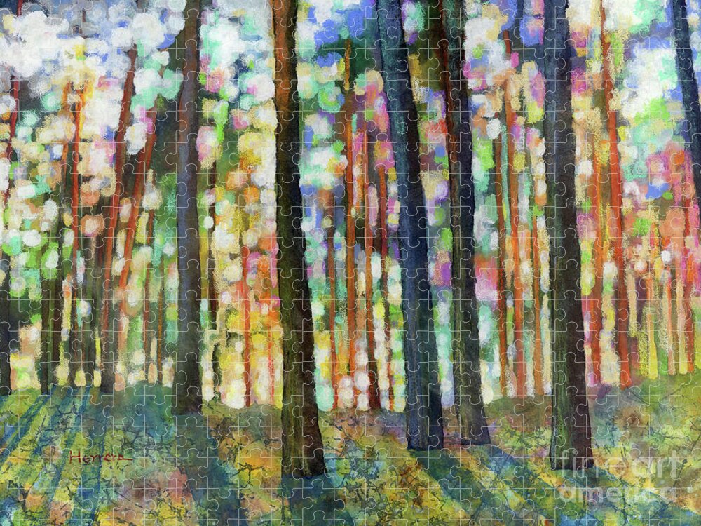 Dreaming Jigsaw Puzzle featuring the painting Forest Light by Hailey E Herrera