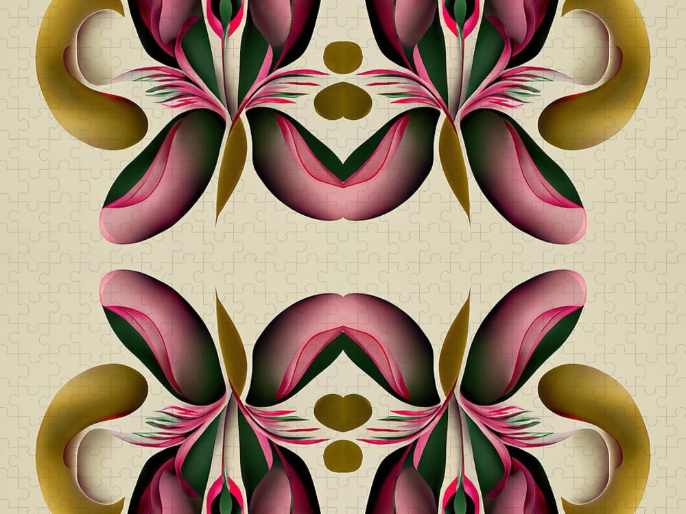 Midjourney Ai Jigsaw Puzzle featuring the photograph Formal Floral Flourish 01 by Jack Torcello