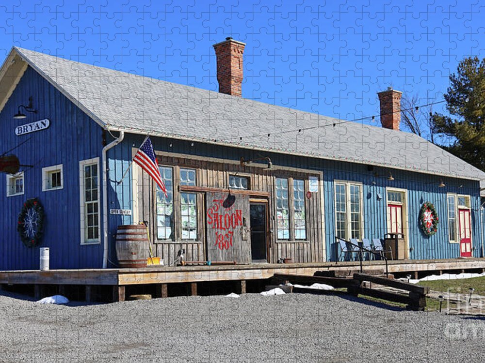 Bryan Ohio Jigsaw Puzzle featuring the photograph Former Bryan Ohio Train Depot 9880 by Jack Schultz